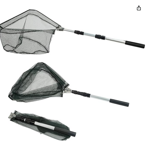 Foldable Extendable Fish Landing Net, Lightweight & Portable Fishing Net with Soft EVA Foam Handle
