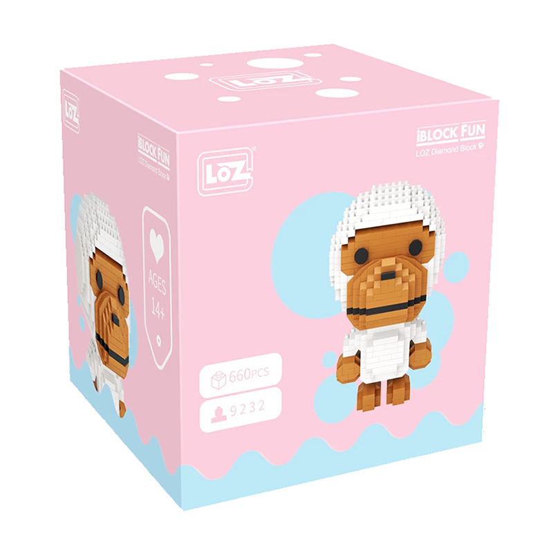 Cute White Monkey - Block Center