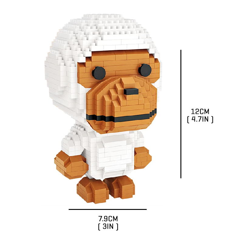 Cute White Monkey - Block Center