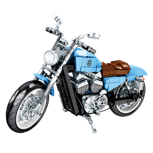 Blue Harley Motorcycle - Block Center