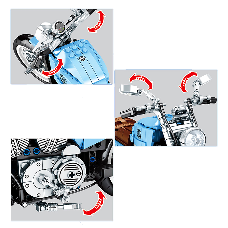 Blue Harley Motorcycle - Block Center