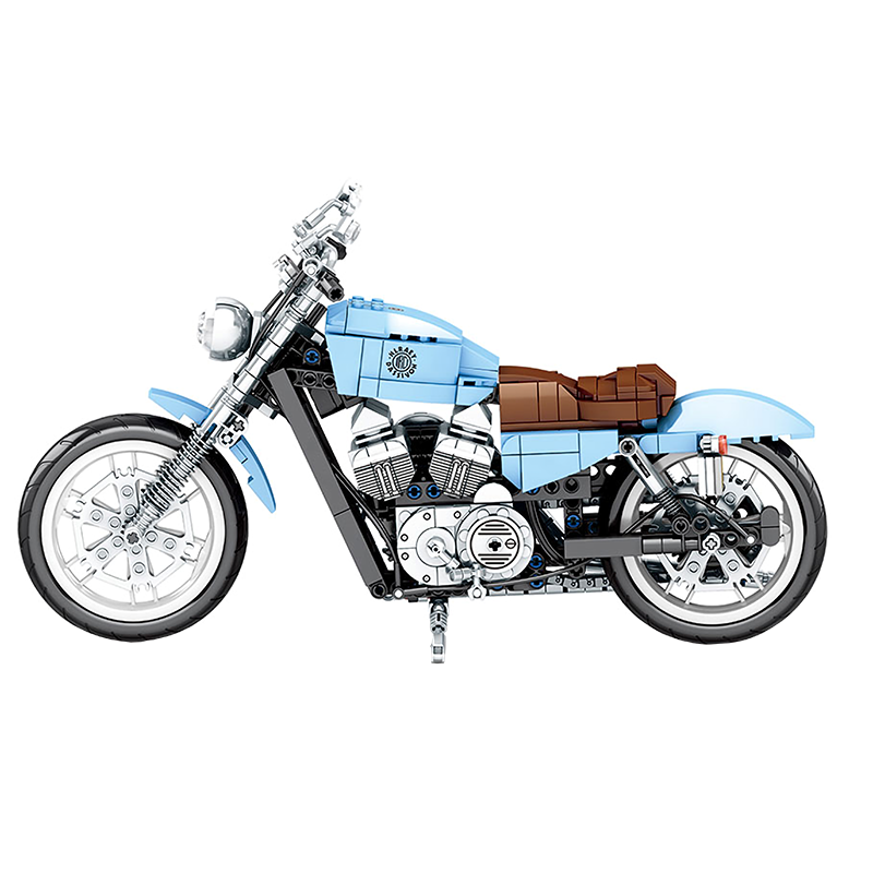 Blue Harley Motorcycle - Block Center