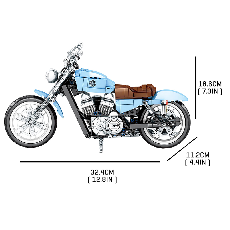 Blue Harley Motorcycle - Block Center