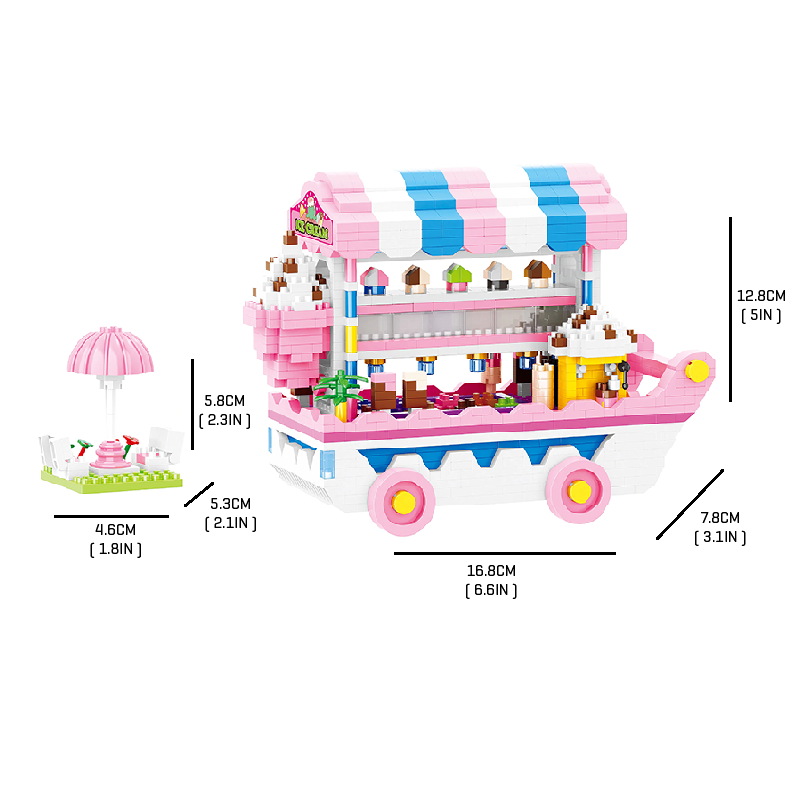 Pink Ice Cream Cart - Block Center