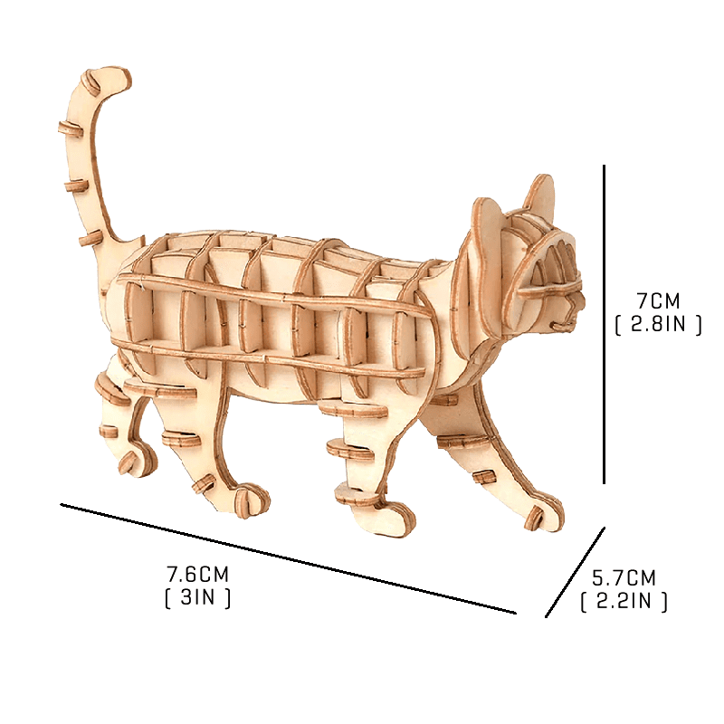 Wooden Cat Puzzle - Block Center