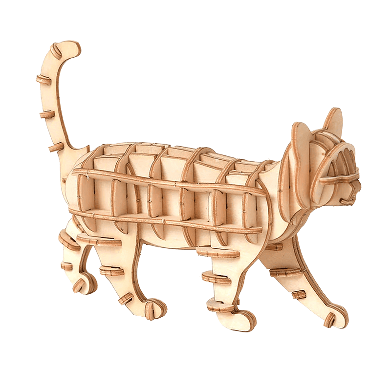 Wooden Cat Puzzle - Block Center