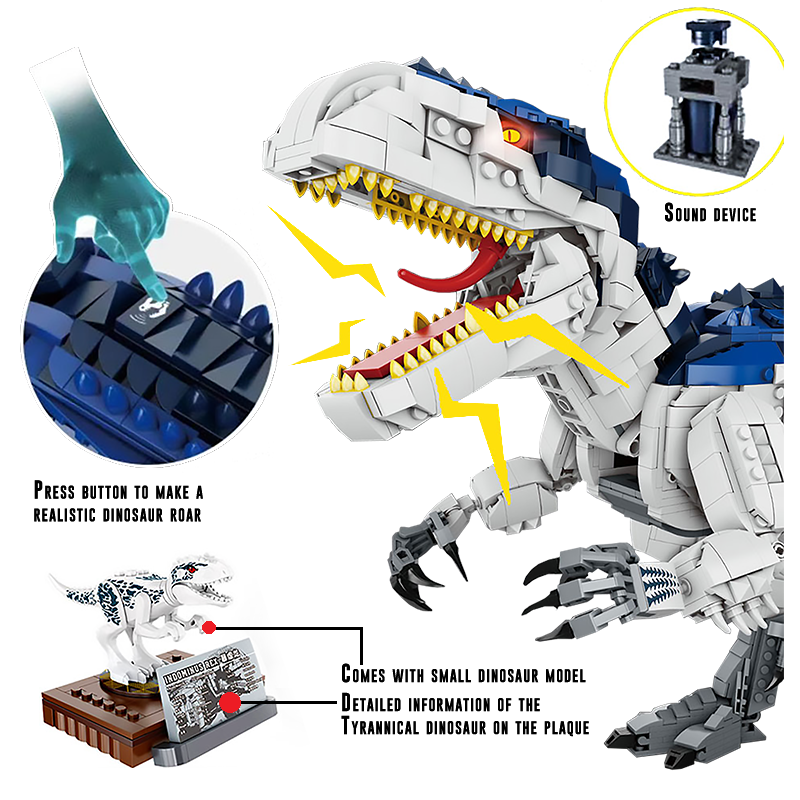 Fierce Blue Tyrannosaurus Rex - Block Center