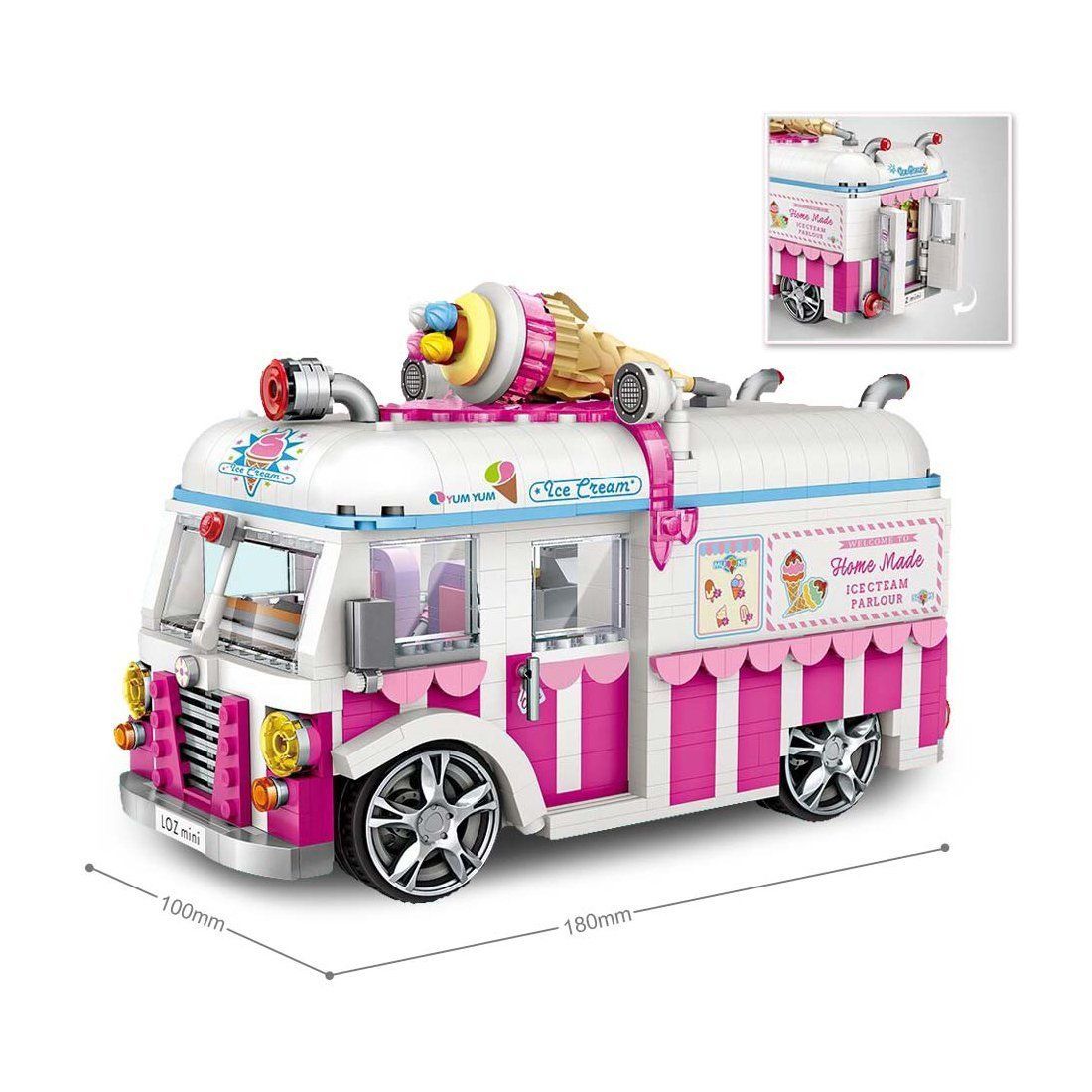 Pink Ice Cream Truck - Block Center