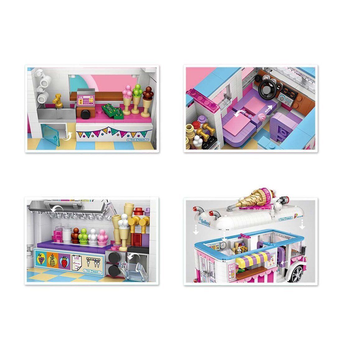 Pink Ice Cream Truck - Block Center