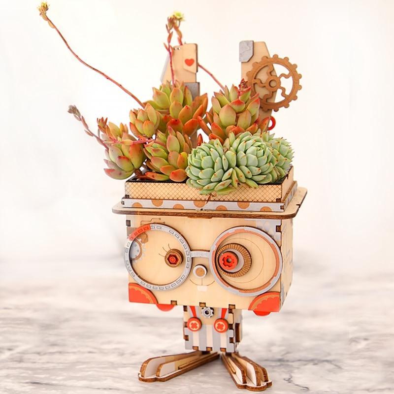 Bunny Flower Pot 3D Wooden - Block Center