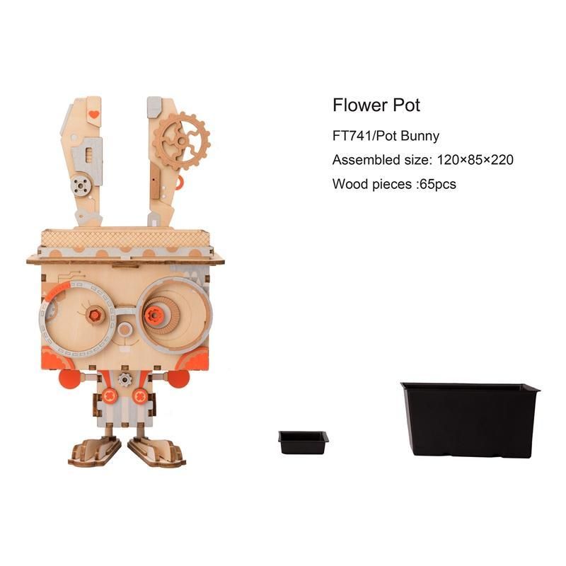 Bunny Flower Pot 3D Wooden - Block Center