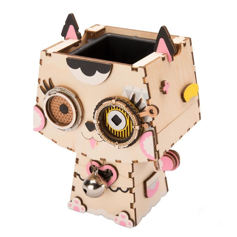 Kitty Flower Pot 3D Wooden - Block Center