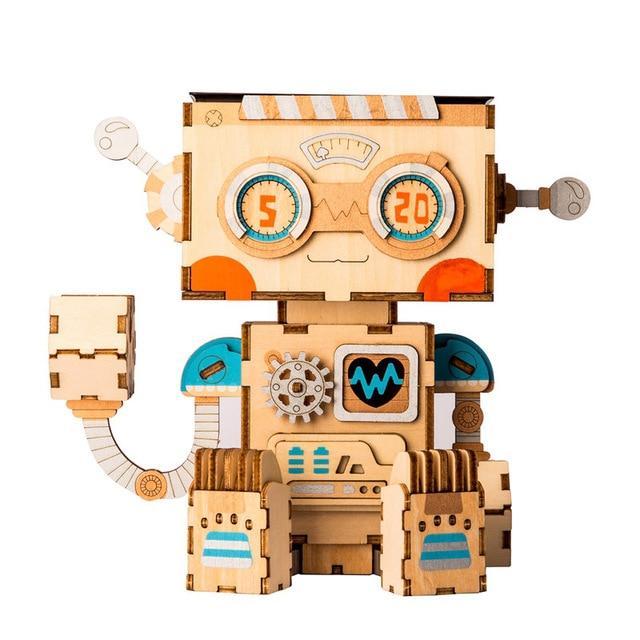 Robot Flower Pot 3D Wooden - Block Center