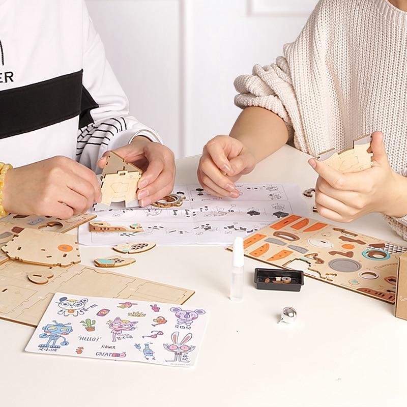 Robot Flower Pot 3D Wooden - Block Center