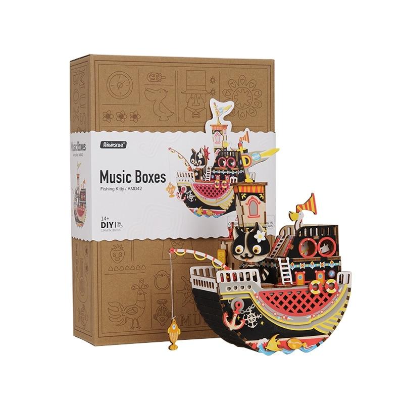 Fishing Kitty Wooden Puzzle - Block Center