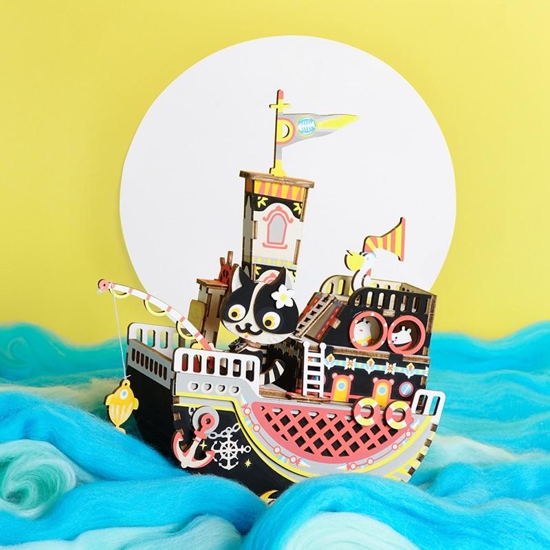 Fishing Kitty Wooden Puzzle - Block Center