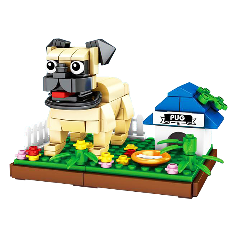 Happy Little Pug - Block Center