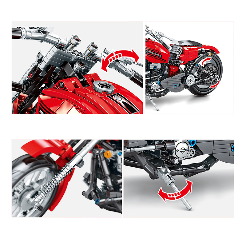 Red Harley Motorcycle - Block Center