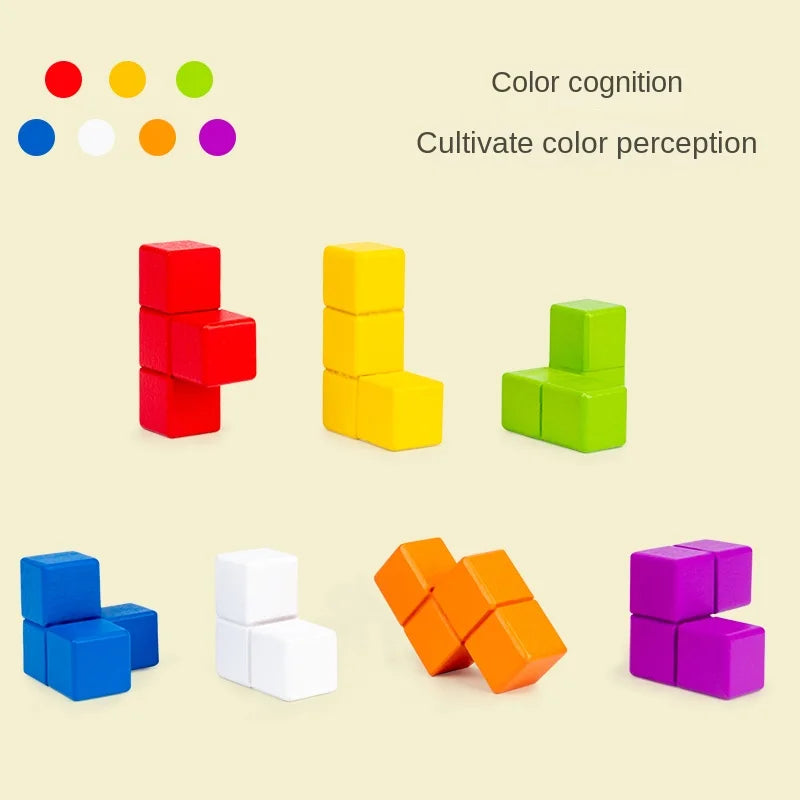 3D Soma Cube Puzzle for Adults and Kids with 60 Challenges - Brain Teaser Wooden Block Math Puzzle Cube Montessori Educational Toy Gifts - Magic Cubes Games for Ages 4+