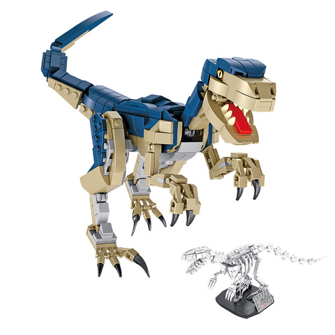 Blue Velociraptor |  3d puzzle | nano blocks | brickcenter.myshopify.com