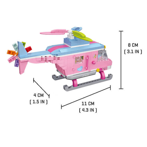 Pink Helicopter |  3d puzzle | nano blocks | brickcenter.myshopify.com