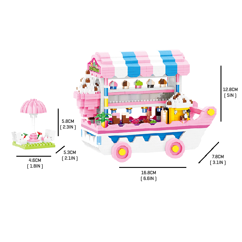 Pink Ice Cream Cart - Block Center 