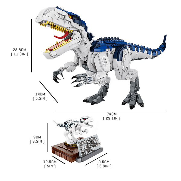 Fierce Blue Tyrannosaurus Rex |  3d puzzle | nano blocks | brickcenter.myshopify.com