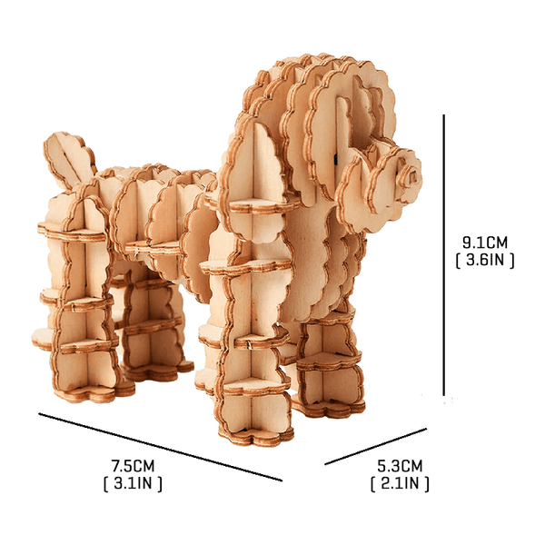 Wooden Poodle Puzzle |  3d puzzle | nano blocks | brickcenter.myshopify.com