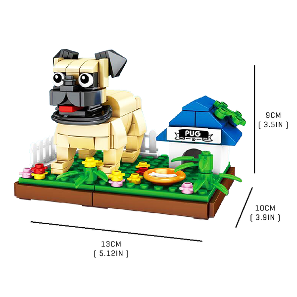 Happy Little Pug |  3d puzzle | nano blocks | brickcenter.myshopify.com